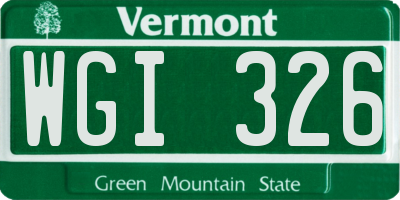 VT license plate WGI326