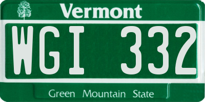 VT license plate WGI332