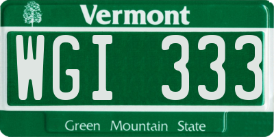 VT license plate WGI333