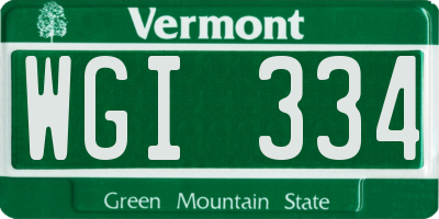 VT license plate WGI334