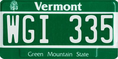 VT license plate WGI335