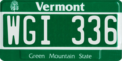 VT license plate WGI336