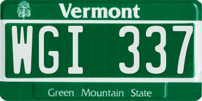 VT license plate WGI337