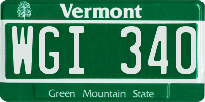 VT license plate WGI340