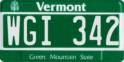 VT license plate WGI342