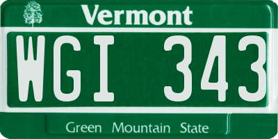 VT license plate WGI343