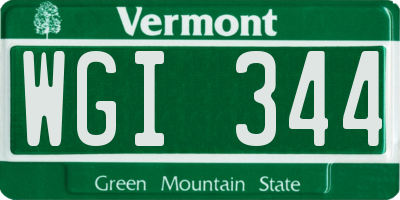 VT license plate WGI344