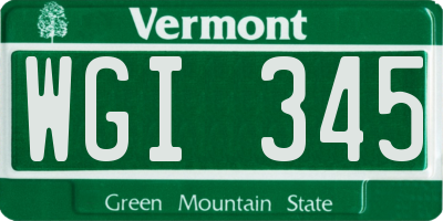 VT license plate WGI345