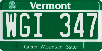 VT license plate WGI347