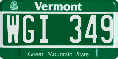 VT license plate WGI349