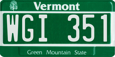 VT license plate WGI351