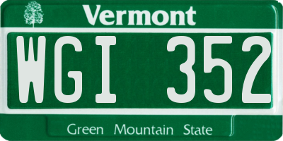 VT license plate WGI352