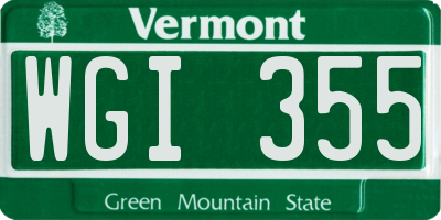 VT license plate WGI355