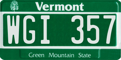VT license plate WGI357