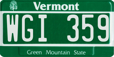 VT license plate WGI359