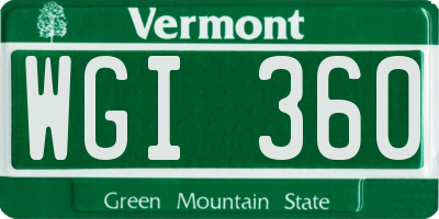 VT license plate WGI360