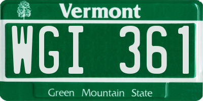 VT license plate WGI361