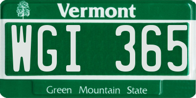 VT license plate WGI365