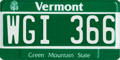 VT license plate WGI366