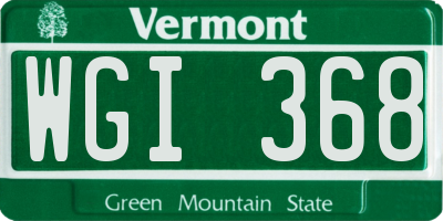 VT license plate WGI368