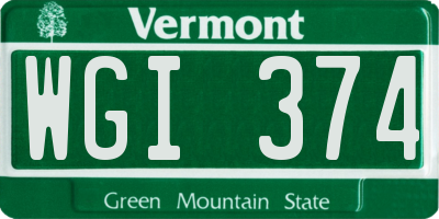 VT license plate WGI374