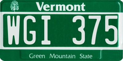 VT license plate WGI375
