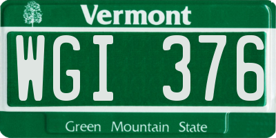 VT license plate WGI376
