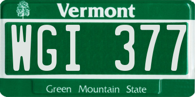 VT license plate WGI377