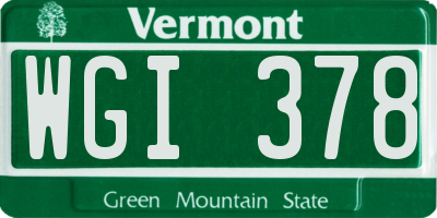 VT license plate WGI378