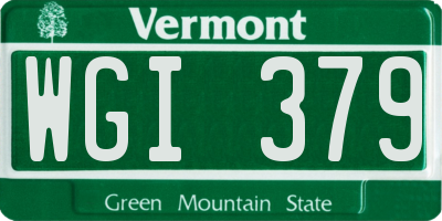 VT license plate WGI379