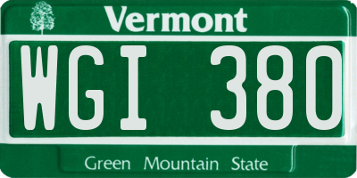 VT license plate WGI380