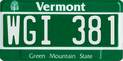 VT license plate WGI381
