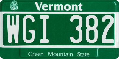 VT license plate WGI382