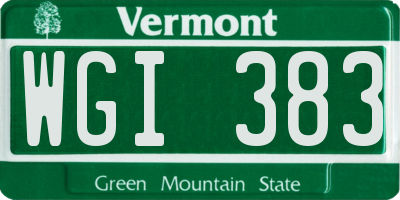 VT license plate WGI383