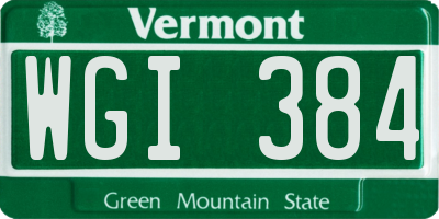 VT license plate WGI384