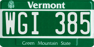 VT license plate WGI385