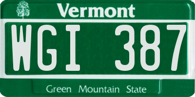 VT license plate WGI387