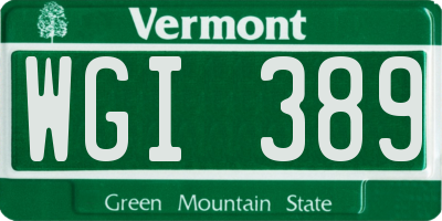 VT license plate WGI389