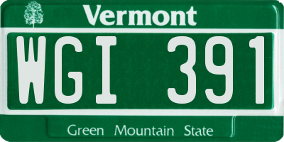 VT license plate WGI391