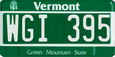 VT license plate WGI395