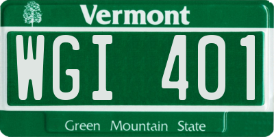 VT license plate WGI401
