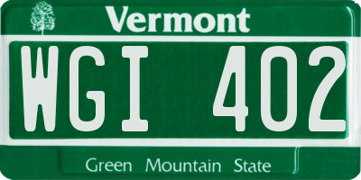 VT license plate WGI402