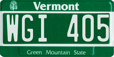 VT license plate WGI405