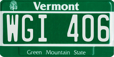 VT license plate WGI406