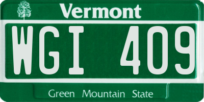 VT license plate WGI409