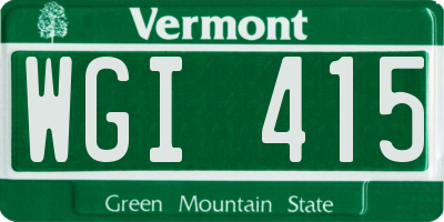 VT license plate WGI415
