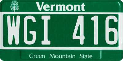 VT license plate WGI416