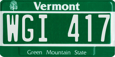 VT license plate WGI417