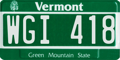 VT license plate WGI418