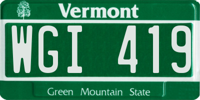 VT license plate WGI419
